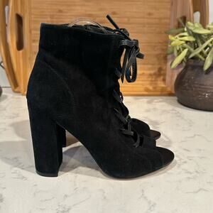 Sam Edelman Yvie Boot Black Suede lace up sexy avant-garde night out size 7